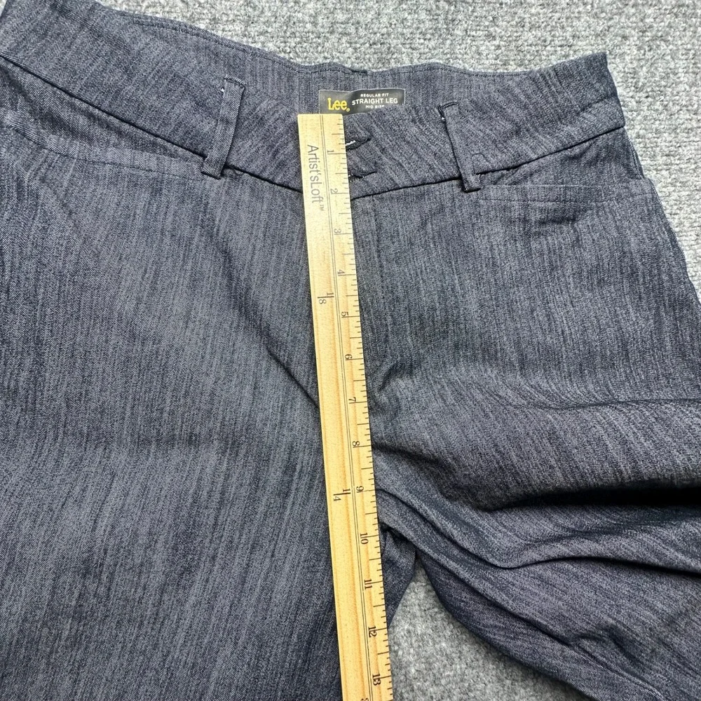 Lee Secretly Shapes Straight Leg Mid Rise Pants‎ 10 Short Gray Stretch